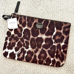 Coach Leopard Print Wristlet in Brown and Black